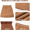 image:imageLOLANTA Cowgirl Outfits for Girls Boho Western Fringe Vest Skirt 2Pcs Set Kids Suede Tassel Country Concert Rodeo ClothesBrown