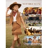 image:imageLOLANTA Cowgirl Outfits for Girls Boho Western Fringe Vest Skirt 2Pcs Set Kids Suede Tassel Country Concert Rodeo ClothesBrown