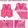 image:imageLOLANTA Cowgirl Outfits for Girls Boho Western Fringe Vest Skirt 2Pcs Set Kids Suede Tassel Country Concert Rodeo ClothesRose