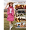 image:imageLOLANTA Cowgirl Outfits for Girls Boho Western Fringe Vest Skirt 2Pcs Set Kids Suede Tassel Country Concert Rodeo ClothesRose
