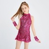 image:imageLOLANTA Girls Sequins Dance Clothes Dress 414 Yrs Sparkle Hip Hop Jazz Dance Outfit Sleeveless Top and ShortsFuchsia