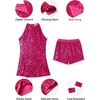 image:imageLOLANTA Girls Sequins Dance Clothes Dress 414 Yrs Sparkle Hip Hop Jazz Dance Outfit Sleeveless Top and ShortsFuchsia