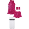 image:imageLOLANTA Girls Sequins Dance Clothes Dress 414 Yrs Sparkle Hip Hop Jazz Dance Outfit Sleeveless Top and ShortsFuchsia