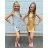 image:imageLOLANTA Girls Sequins Dance Clothes Dress 414 Yrs Sparkle Hip Hop Jazz Dance Outfit Sleeveless Top and ShortsGolden