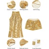 image:imageLOLANTA Girls Sequins Dance Clothes Dress 414 Yrs Sparkle Hip Hop Jazz Dance Outfit Sleeveless Top and ShortsGolden