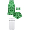 image:imageLOLANTA Girls Sequins Dance Clothes Dress 414 Yrs Sparkle Hip Hop Jazz Dance Outfit Sleeveless Top and ShortsGreen