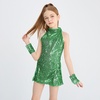 image:imageLOLANTA Girls Sequins Dance Clothes Dress 414 Yrs Sparkle Hip Hop Jazz Dance Outfit Sleeveless Top and ShortsGreen