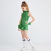 image:imageLOLANTA Girls Sequins Dance Clothes Dress 414 Yrs Sparkle Hip Hop Jazz Dance Outfit Sleeveless Top and ShortsGreen