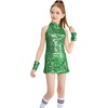 image:imageLOLANTA Girls Sequins Dance Clothes Dress 414 Yrs Sparkle Hip Hop Jazz Dance Outfit Sleeveless Top and ShortsGreen