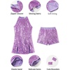 image:imageLOLANTA Girls Sequins Dance Clothes Dress 414 Yrs Sparkle Hip Hop Jazz Dance Outfit Sleeveless Top and ShortsLightpurple