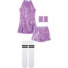 image:imageLOLANTA Girls Sequins Dance Clothes Dress 414 Yrs Sparkle Hip Hop Jazz Dance Outfit Sleeveless Top and ShortsLightpurple
