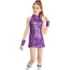 image:imageLOLANTA Girls Sequins Dance Clothes Dress 414 Yrs Sparkle Hip Hop Jazz Dance Outfit Sleeveless Top and ShortsPurple
