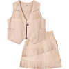 image:imageLOLANTA Cowgirl Outfits for Girls Boho Western Fringe Vest Skirt 2Pcs Set Kids Suede Tassel Country Concert Rodeo ClothesBeige