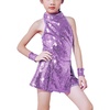 image:imageLOLANTA Girls Sequins Dance Clothes Dress 414 Yrs Sparkle Hip Hop Jazz Dance Outfit Sleeveless Top and ShortsLightpurple