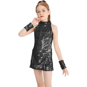image:imageLOLANTA Girls Sequins Dance Clothes Dress 414 Yrs Sparkle Hip Hop Jazz Dance Outfit Sleeveless Top and ShortsBlack