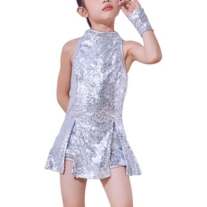 image:imageLOLANTA Girls Sequins Dance Clothes Dress 414 Yrs Sparkle Hip Hop Jazz Dance Outfit Sleeveless Top and ShortsSilver
