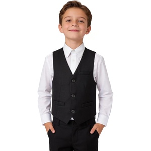 image:imageLOLANTA Boys Formal Suit Vest Slim Fit Pockets Adjustable Back Strap Wedding Ring Bearer Homecoming Dress Waistcoat VestBlack