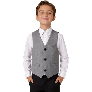 image:imageLOLANTA Boys Formal Suit Vest Slim Fit Pockets Adjustable Back Strap Wedding Ring Bearer Homecoming Dress Waistcoat VestGrey