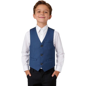 image:imageLOLANTA Boys Formal Suit Vest Slim Fit Pockets Adjustable Back Strap Wedding Ring Bearer Homecoming Dress Waistcoat VestLake Blue