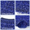 image:imageLOLANTA Girls Sequin Fringe Skirts Sparkle Layered Tassel Elatic Waist Disco Rave Party Mini Skirt with LiningBlue