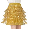 image:imageLOLANTA Girls Sequin Fringe Skirts Sparkle Layered Tassel Elatic Waist Disco Rave Party Mini Skirt with LiningGold