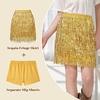 image:imageLOLANTA Girls Sequin Fringe Skirts Sparkle Layered Tassel Elatic Waist Disco Rave Party Mini Skirt with LiningGold
