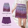 image:imageLOLANTA Girls Sequin Fringe Skirts Sparkle Layered Tassel Elatic Waist Disco Rave Party Mini Skirt with LiningPurple