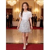 image:imageLOLANTA Girls Sequin Fringe Skirts Sparkle Layered Tassel Elatic Waist Disco Rave Party Mini Skirt with LiningSilver