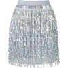 image:imageLOLANTA Girls Sequin Fringe Skirts Sparkle Layered Tassel Elatic Waist Disco Rave Party Mini Skirt with LiningSilver
