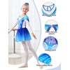 image:imageLOLANTA Girls Ballet Dance Dress Kids Long Sleeve Skirted Gymnastics Leotard with Scrunchie Glitter DancewearBlue