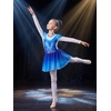 image:imageLOLANTA Girls Ballet Dance Dress Kids Long Sleeve Skirted Gymnastics Leotard with Scrunchie Glitter DancewearBlue