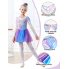 image:imageLOLANTA Girls Ballet Dance Dress Kids Long Sleeve Skirted Gymnastics Leotard with Scrunchie Glitter DancewearPurple