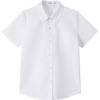 image:imageLOLANTA Girls Short Sleeve Button Down Shirts Kids Stretch Summer Dress Shirts Stain Repellent Uniform Blouse with PocketWhite