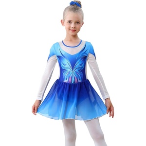 image:imageLOLANTA Girls Ballet Dance Dress Kids Long Sleeve Skirted Gymnastics Leotard with Scrunchie Glitter DancewearBlue