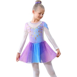 image:imageLOLANTA Girls Ballet Dance Dress Kids Long Sleeve Skirted Gymnastics Leotard with Scrunchie Glitter DancewearPurple